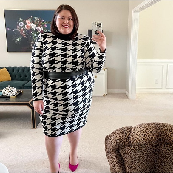 3X 🔖 SERGIO HUDSON x Target Houndstooth Sweater Midi Dress Black White - Picture 17 of 17